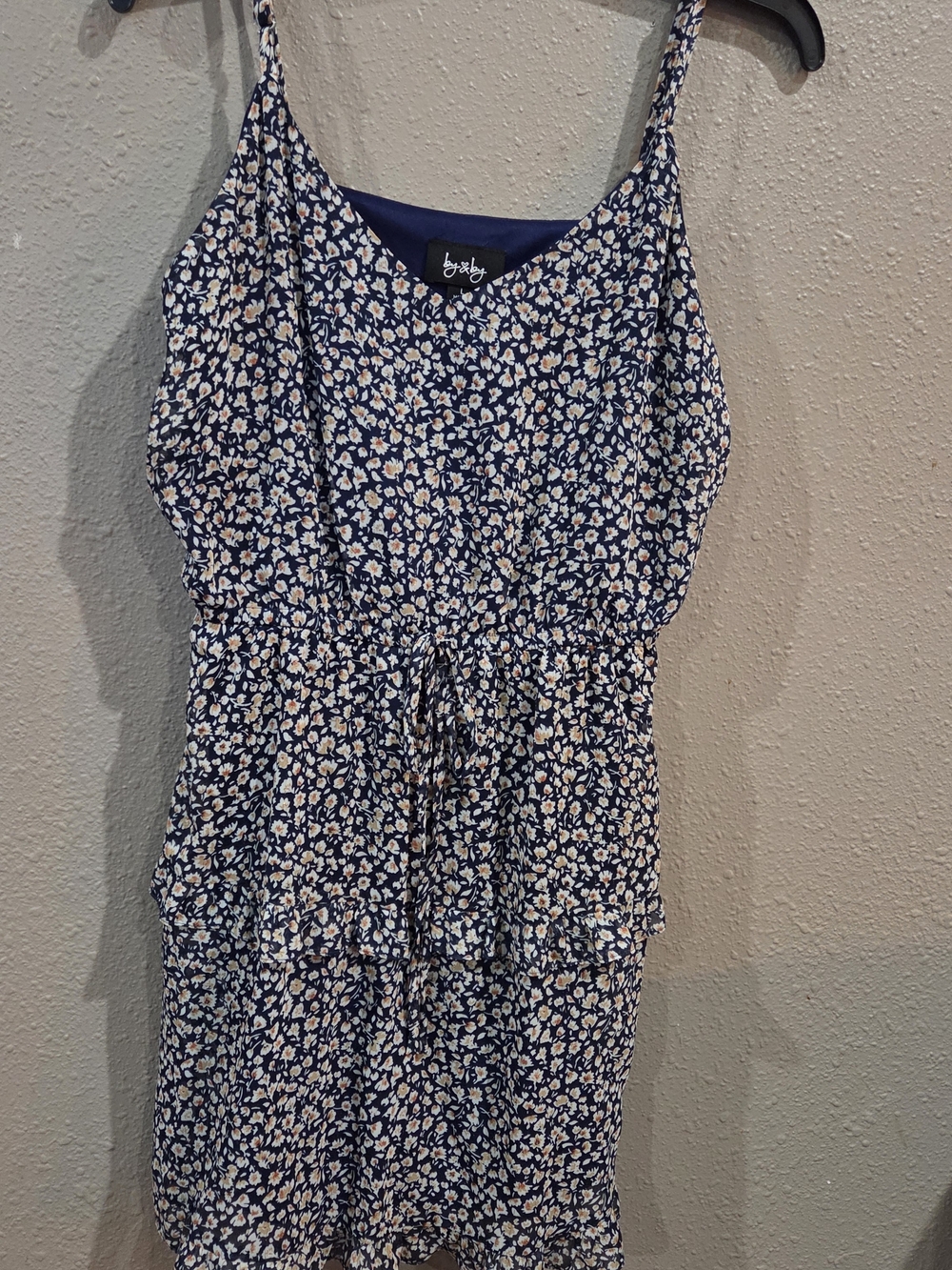 by & by Navy Floral Spaghetti-Strap Dress